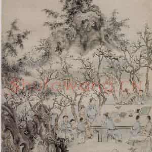 清代 华岩《春夜宴桃李园图》国画综合作品图片鉴赏