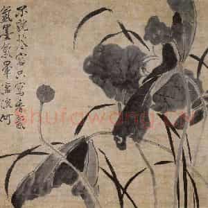 1749年 边寿民《墨荷图》国画花鸟写意作品图片鉴赏