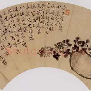1751年 边寿民《盆菊图》国画花鸟写意作品图片鉴赏