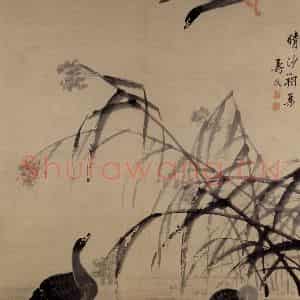 清代 边寿民《晴沙翔集图》国画花鸟写意作品图片鉴赏