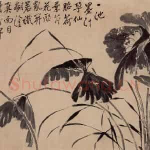 清代 边寿民《墨荷图》国画花鸟写意作品图片鉴赏