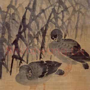 清代 边寿民《芦雁图条屏之一》国画花鸟写意作品图片鉴赏