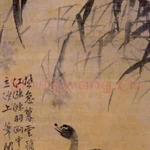 清代 边寿民《芦雁图条屏之一》国画花鸟写意作品图片鉴赏