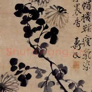 清代 边寿民《菊花图》国画花鸟写意作品图片鉴赏