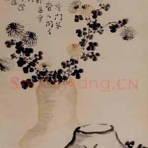 1728年 边寿民《盆菊图》国画花鸟写意作品图片鉴赏