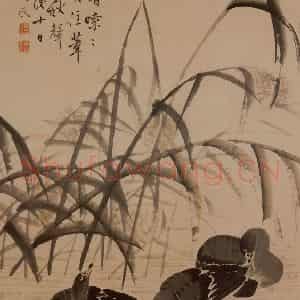 1746年 边寿民《黄芦白雁图》国画花鸟写意作品图片鉴赏