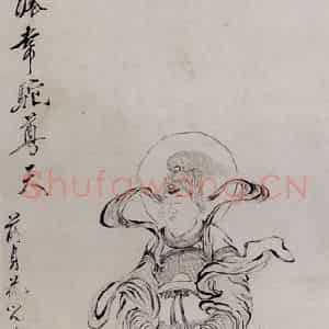 清代 罗聘《韦驮尊天像》国画人物作品图片鉴赏