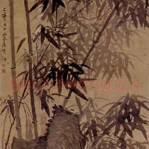 清代 罗聘《竹石图》国画花鸟作品图片鉴赏