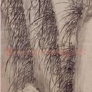 清代 罗聘《深蓝幽谷图》国画花鸟作品图片鉴赏
