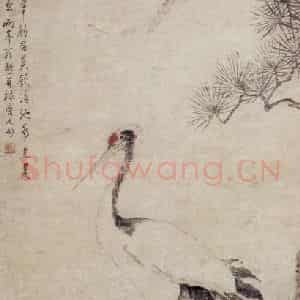 清代 罗聘《松鹤图》国画花鸟作品图片鉴赏