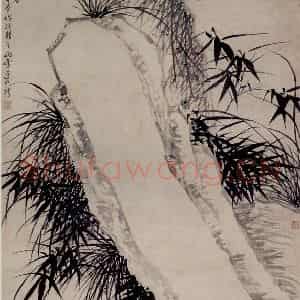 清代 罗聘《竹石兰花图》国画花鸟作品图片鉴赏