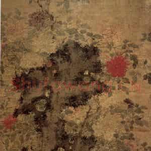 明代 陈淳《牡丹湖石图》国画花鸟作品图片鉴赏