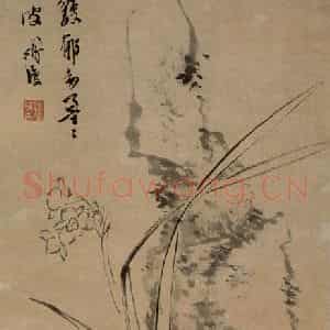 明代 陈淳《倚石水仙图》国画花鸟作品图片鉴赏