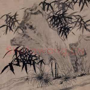 1536年 文征明《兰竹石图》国画花鸟写意作品图片鉴赏