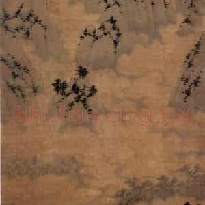 1488年 沈周《春云叠嶂图》国画山水写意作品图片鉴赏