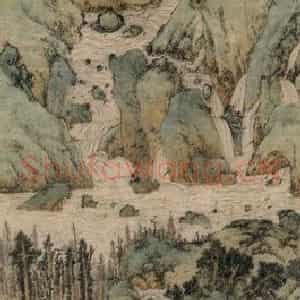 1550年 文征明《万壑争流图》国画山水写意作品图片鉴赏