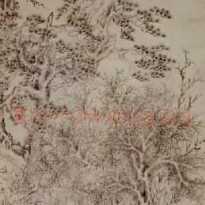 文征明《临溪幽赏图》国画山水写意作品图片鉴赏