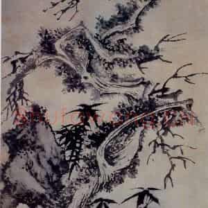 文征明《枯木疏篁图》国画花鸟写意作品图片鉴赏