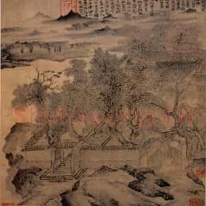 1506年 唐寅《沛台实景图》国画山水写意作品图片鉴赏