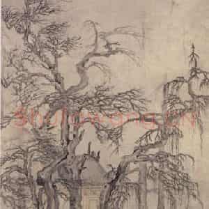 1506年 唐寅《关山行旅图》国画山水写意作品图片鉴赏