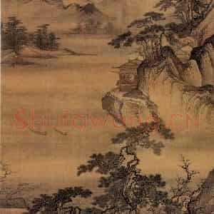 约正德初年30余岁 唐寅《春游女儿山图》国画山水写意作品图片鉴赏