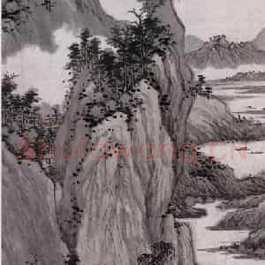 1494年 沈周《仿大痴山水图》国画山水写意作品图片鉴赏
