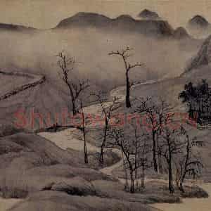 唐寅《越来溪图》国画山水写意作品图片鉴赏