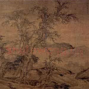 唐寅《古木幽篁图》国画山水写意作品图片鉴赏