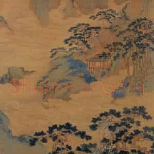 仇英《临溪水阁图》国画山水写意作品图片鉴赏