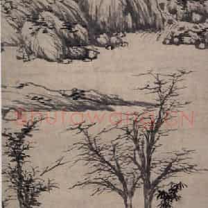 1484年 沈周《溪山秋色图》国画山水写意作品图片鉴赏