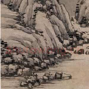 沈周《策杖行吟图》国画山水写意作品图片鉴赏