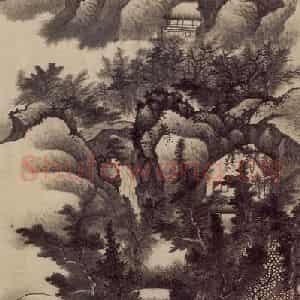 明代末 龚贤《云山结楼图》国画山水作品图片鉴赏