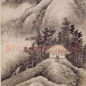 明代末 龚贤《高台独居图》国画山水作品图片鉴赏