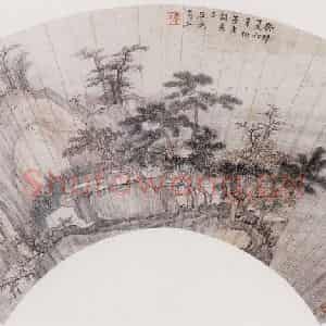 1663年 高岑《山村登眺图》国画山水作品图片鉴赏