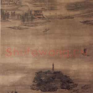 明末清初 高岑《金山寺图》国画山水作品图片鉴赏