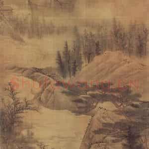 明末清初 高岑《水阁渔舟图》国画山水作品图片鉴赏