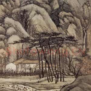 1647年 邹喆《松林僧话图》国画山水作品图片鉴赏