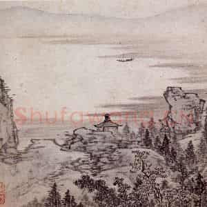 明末清初 邹喆《山水册》国画山水作品图片鉴赏