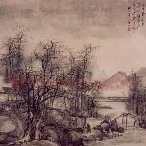 1662年 吴宏《山水》国画山水作品图片鉴赏