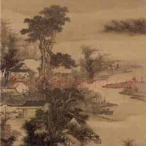 1672年 吴宏《松溪草堂图》国画山水作品图片鉴赏