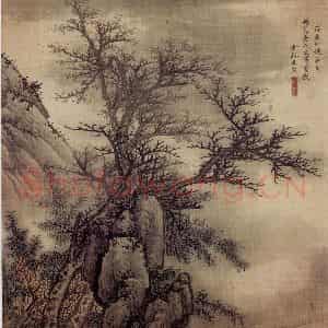 1676年 吴宏《山水》国画山水作品图片鉴赏