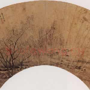 1660年 叶欣《柳溪花隐图》国画山水作品图片鉴赏