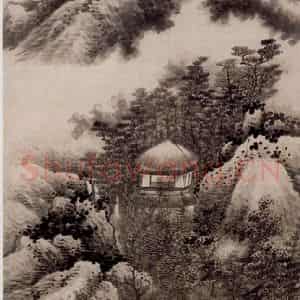 明代末 龚贤《奇峰秋云图》国画山水作品图片鉴赏