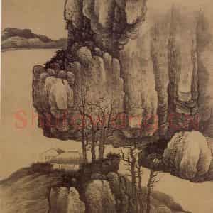 明代末 龚贤《高岗茅屋图》国画山水作品图片鉴赏