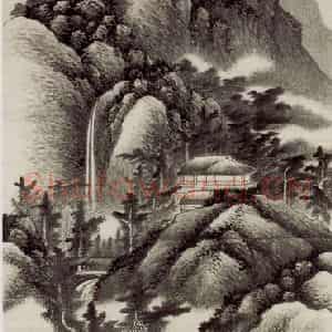 明代末 龚贤《挂壁飞泉图》国画山水作品图片鉴赏
