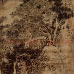 清代 王铎《春晓观瀑图轴》国画山水写意作品图片鉴赏