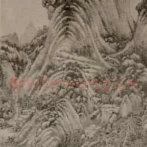 清代 王时敏《夏山飞瀑图轴》国画山水写意作品图片鉴赏