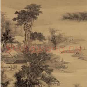 清代 吴宏《柘溪草堂图轴》国画山水写意作品图片鉴赏