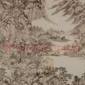 清代 王原祁《仿大痴山水图轴》国画山水写意作品图片鉴赏