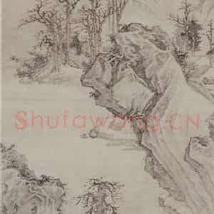 清代 上官周《水村归棹图轴》国画山水写意作品图片鉴赏